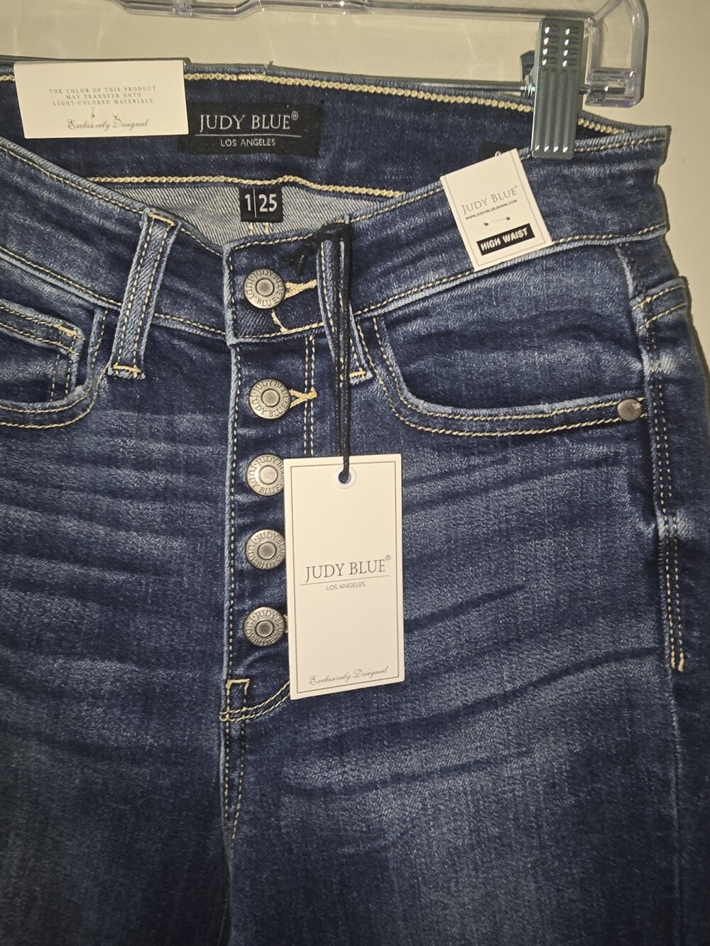 Judy Blue Blue High-waist Button-Fly Skinny Jeans NWT sz 1/25 - Picture 2 of 8